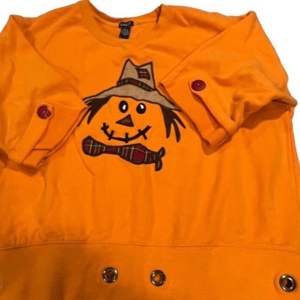 Vintage Enza Scarecrow Sweatshirt Unisex L Orange Cozy Fall
